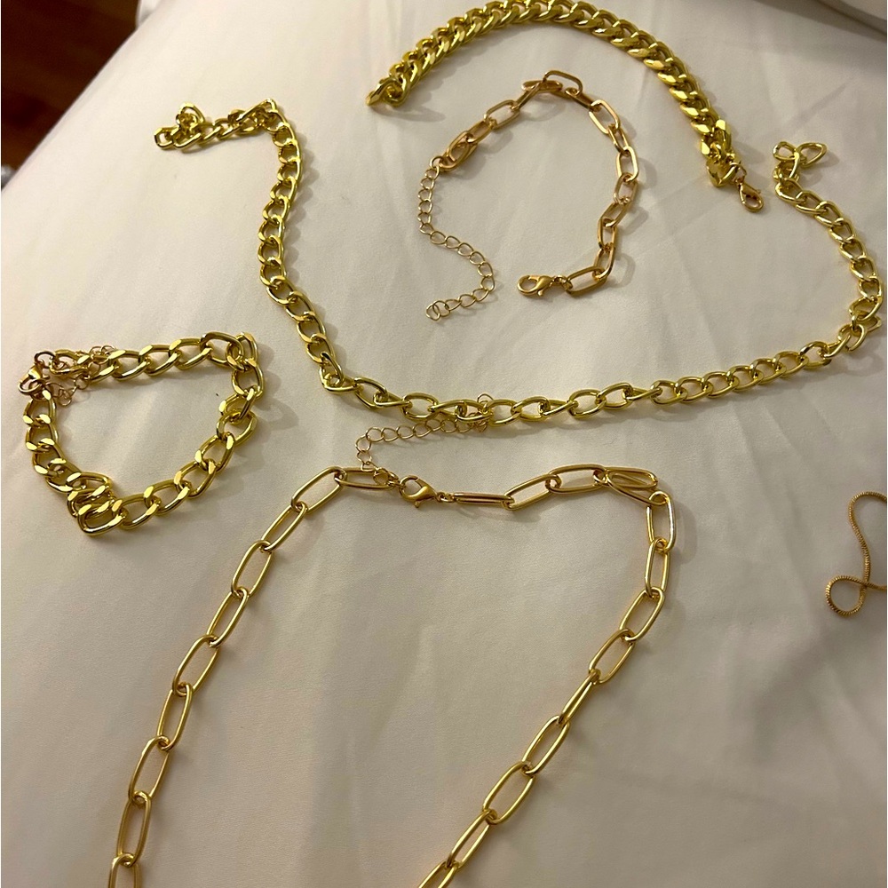 Plated jewelry necklaces and bracelets linked chains (5)